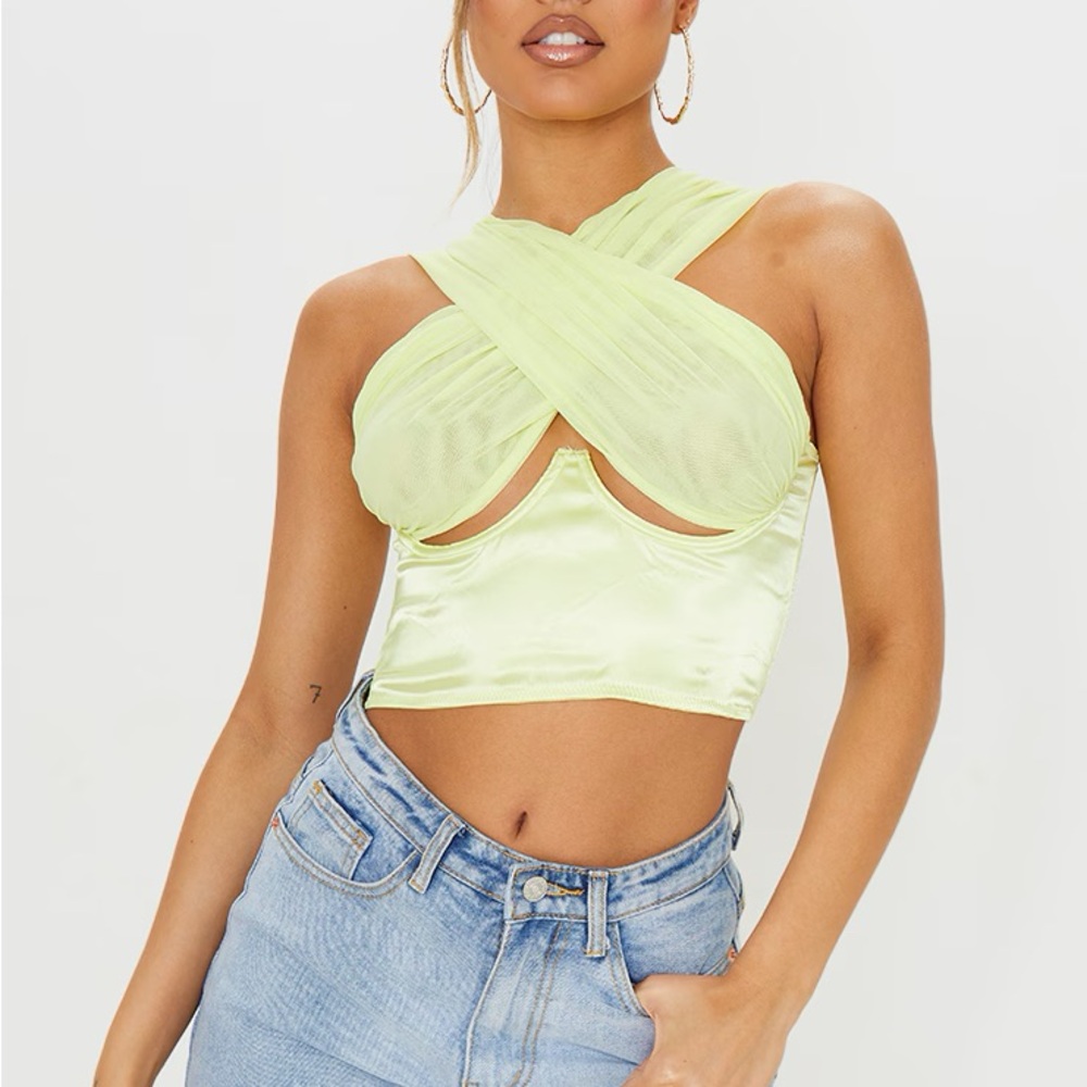 PrettyLittleThing Lime Crop Top
